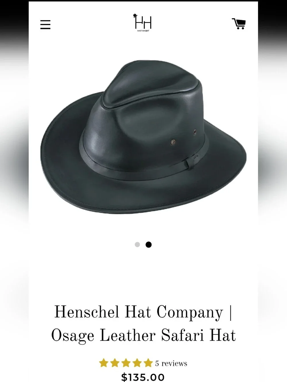 LIKE NEW Henschel Osage Leather Safari Hat, Size XL, Crushable Waxed Cowhide